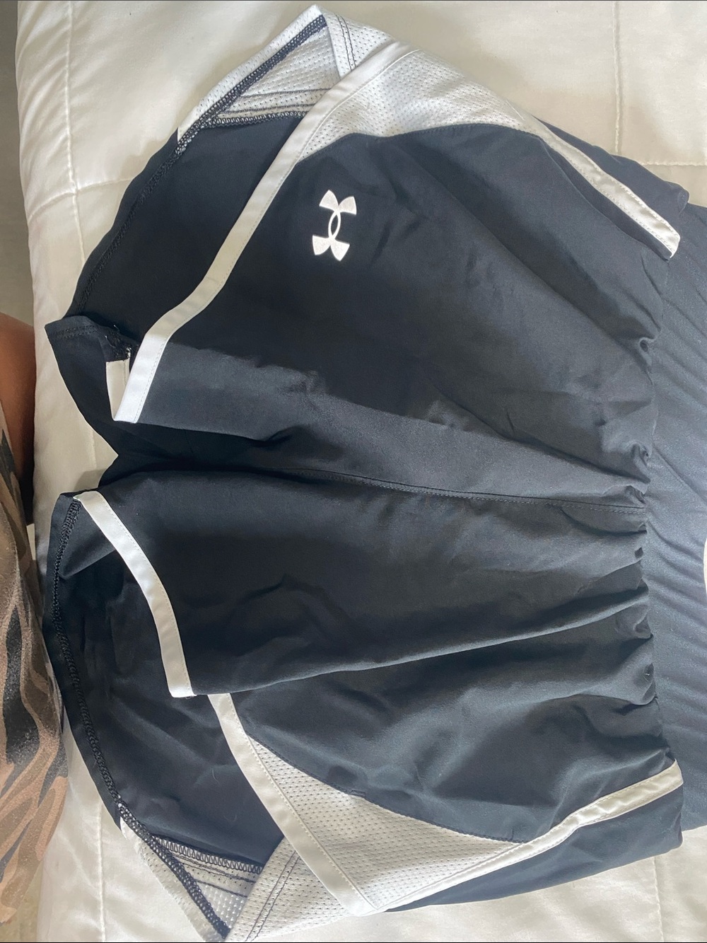 Under Armour Men's Black Athletic Shorts with Silver Trim